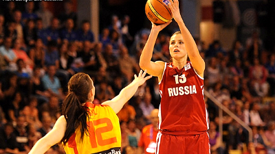 Анна Петракова в матче с Испанией