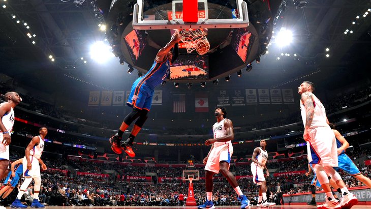 Рассел Уэстбрук стал героем матча между «Оклахома-Сити» и «Лос-Анджелес Клипперс»