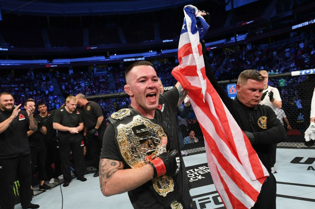Колби Ковингтон с временным поясом UFC