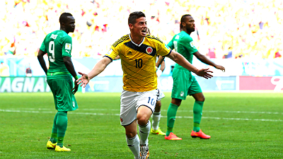 Хамес Родригес празднует гол