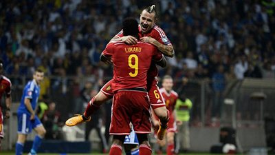 Радость бельгийцев после гола Найнгголана