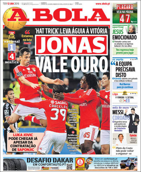 Главная страница газеты A Bola