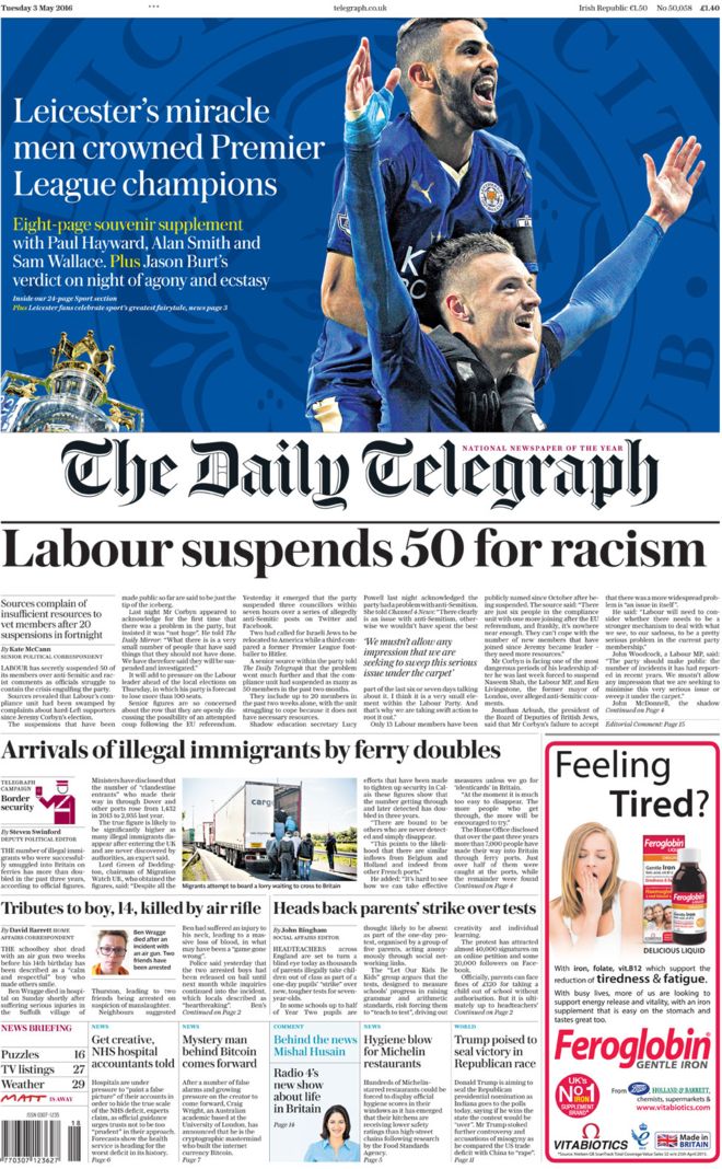 Обложка Daily Telegraph