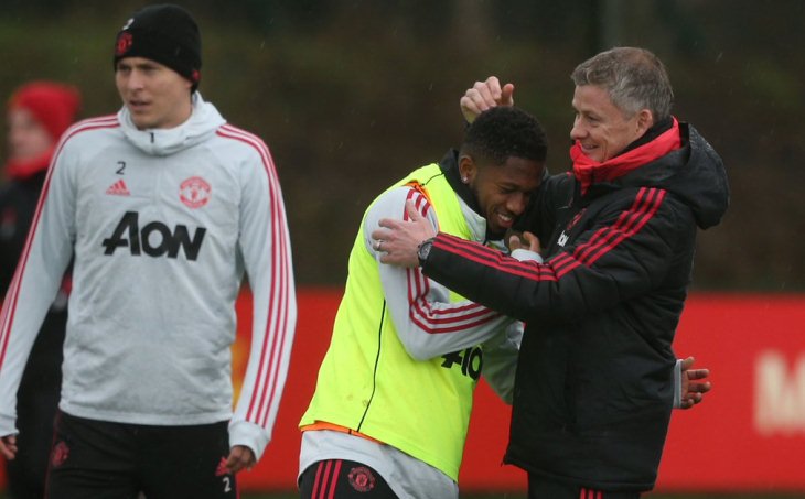 Сульшер на тренировке «МЮ»