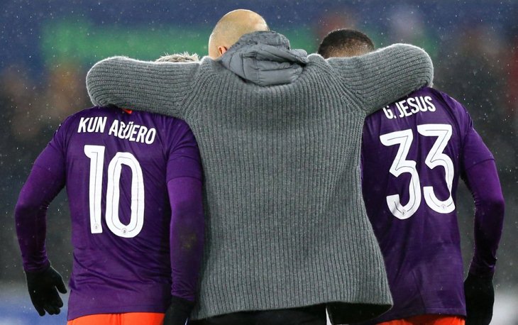 Серхио Агуэро, Пеп Гвардиола и Габриэл Жезус