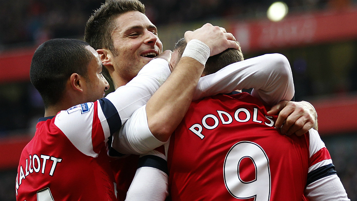 Тео Уолкотт, Оливье Жиру и Лукас Подольски