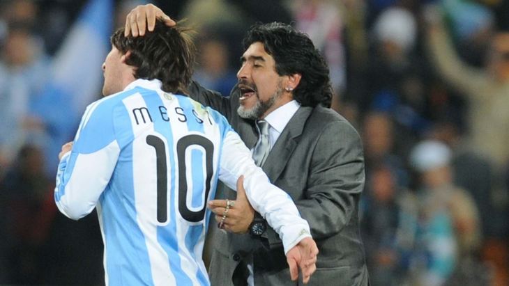 Лионель Месси и Диего Марадона