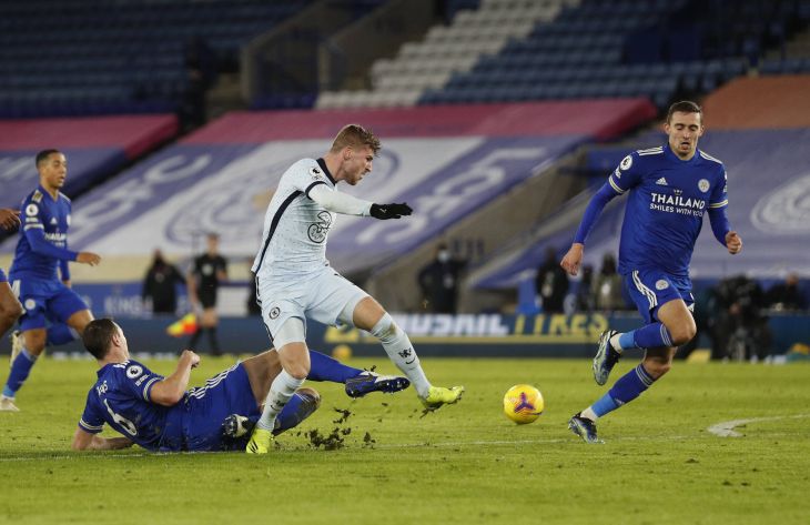 Тимо Вернер в матче с «Лестером»