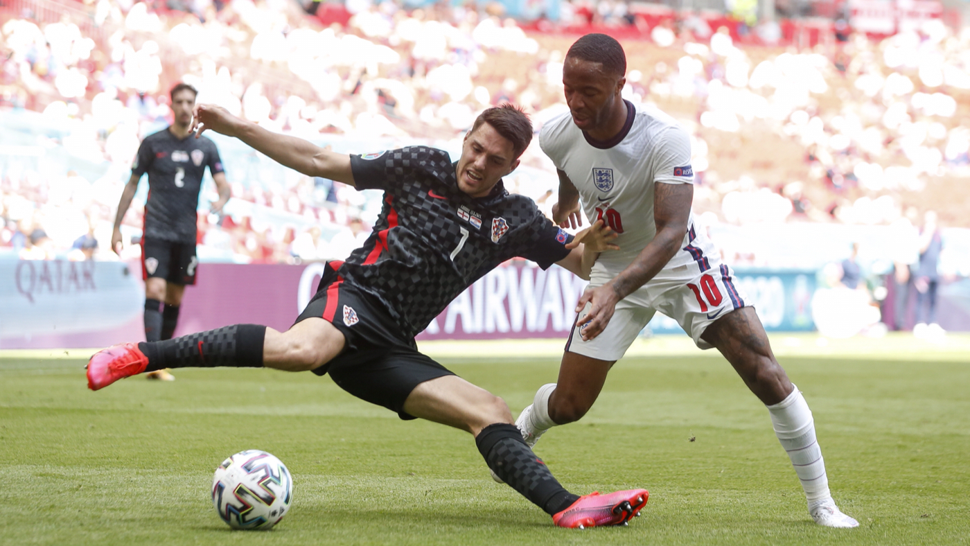 Рахим Стерлинг в игре с Хорватией