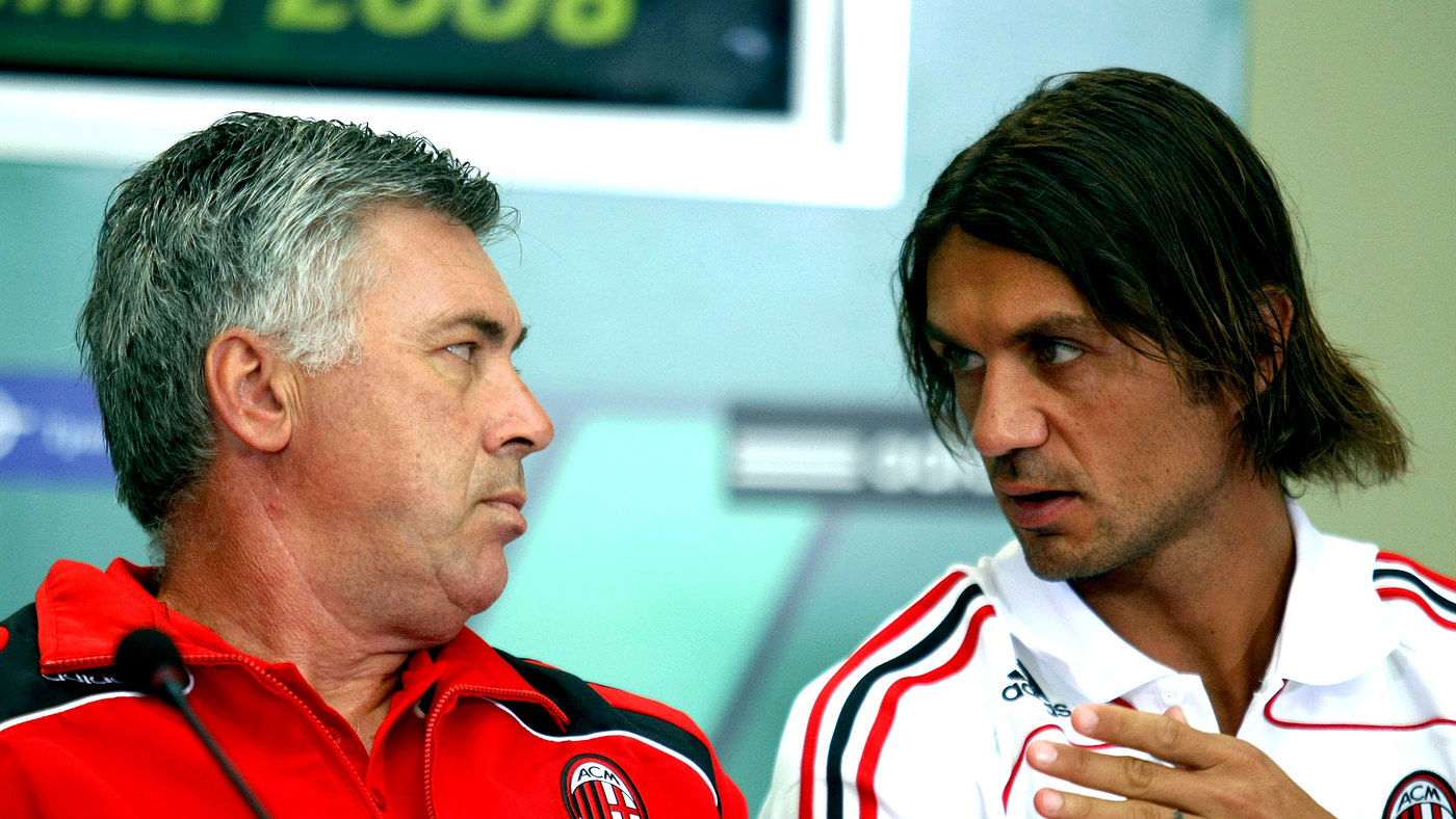 Карло Анчелотти и легендарный капитан «Милана» Паоло Мальдини