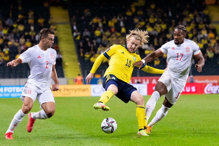 Фрагмент матча Швеция — Испании в квалификации ЧМ