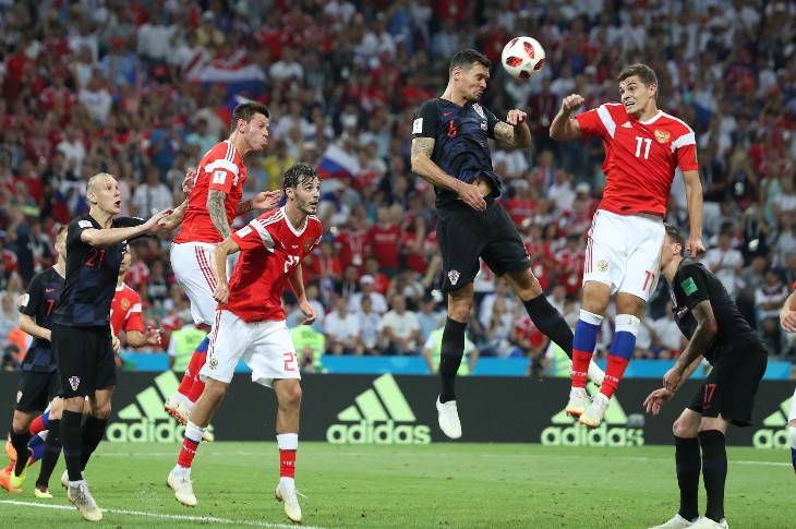 Фрагмент матча 1/4 финала ЧМ-2018 Россия — Хорватия