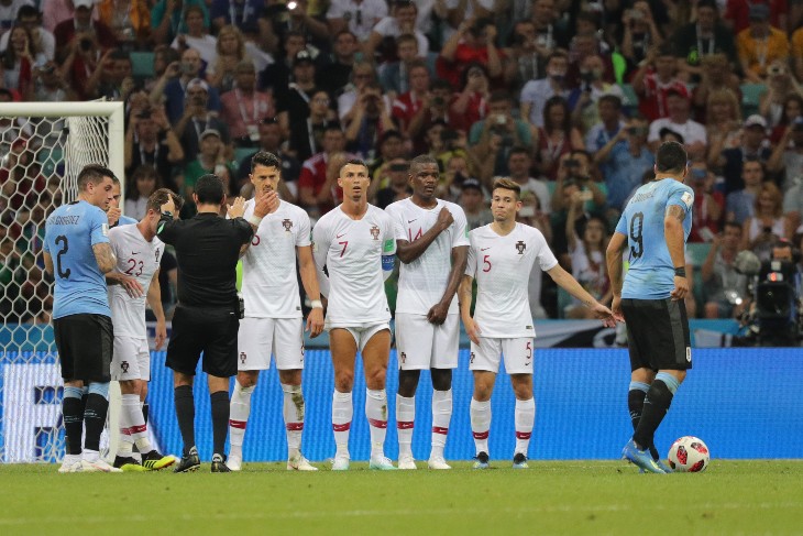 Фрагмент матча 1/8 финала чемпионата мира 2018 года Португалия — Уругвай