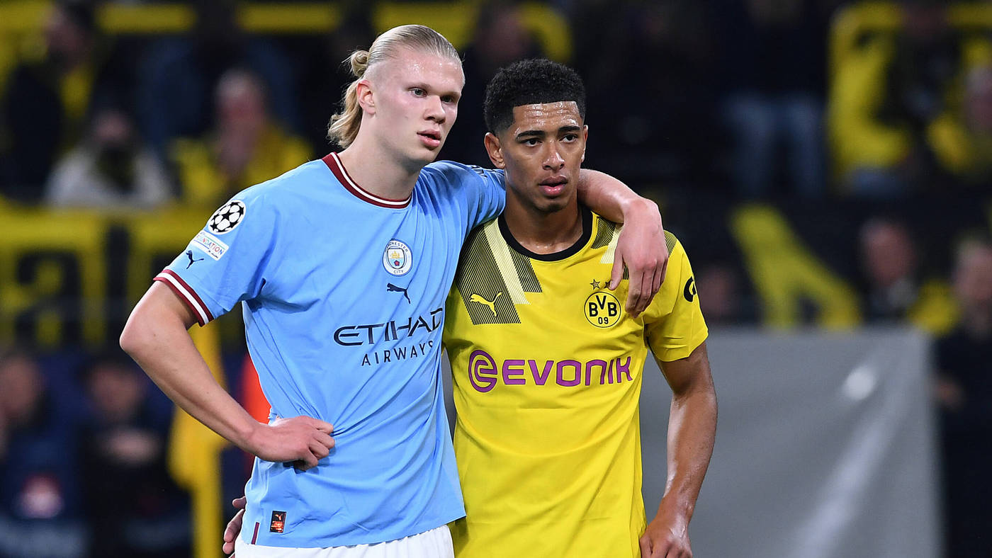 Вместе с Эрлингом Холанном во время матча «Боруссия» Дортмунд — «Манчестер Сити» в Лиге чемпионов