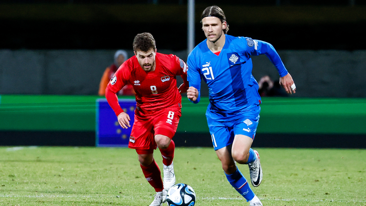 Фрагмент матча Исландия — Лихтенштейн