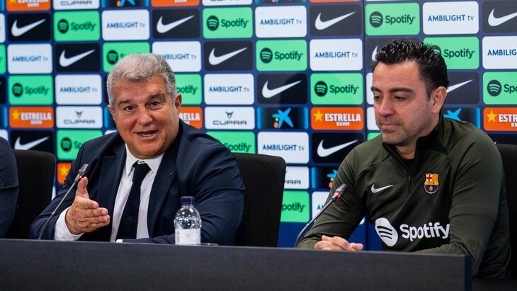 Жоан Лапорта и Хави