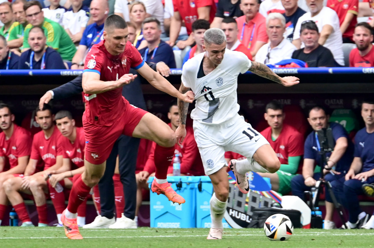 Фрагмент матча Словения — Сербия