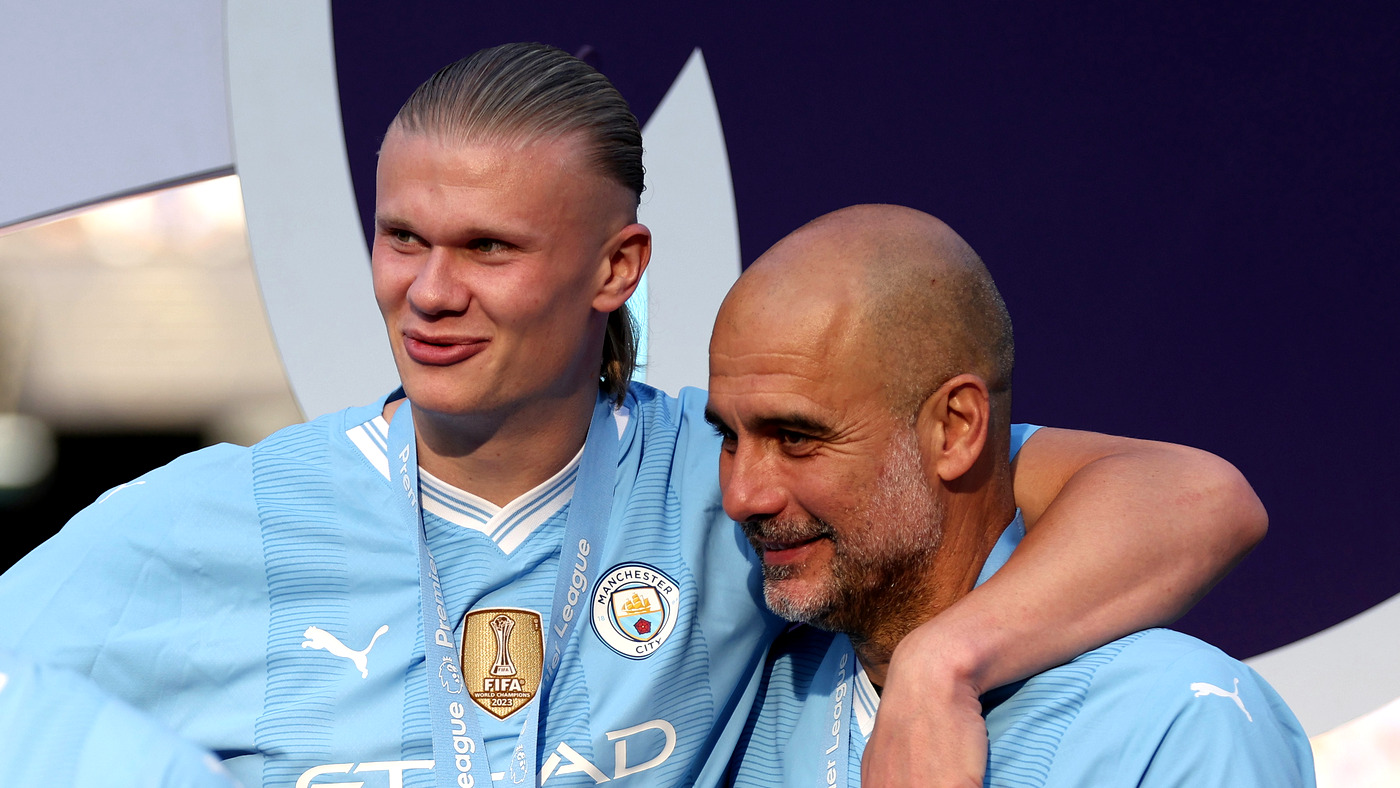 Эрлинг Холанн и Пеп Гвардиола 