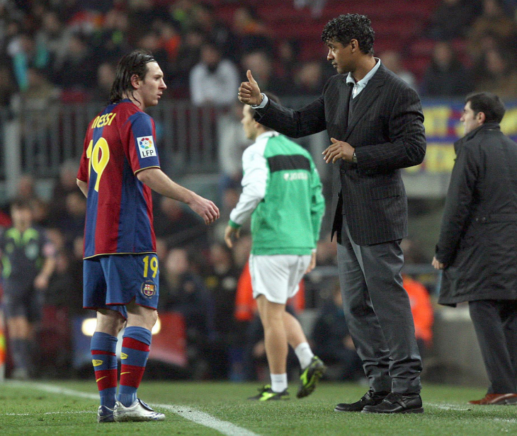 Лионель Месси и Франк Райкард 