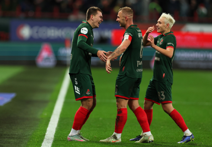 Эмоции игроков «Локо» после гола Воробьёва