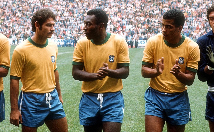 Ривелино, Пеле и Жаирзиньо перед финалом Бразилия — Италия на ЧМ-1970 в Мексике