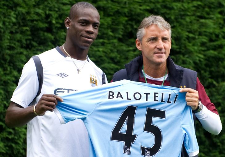 Марио Балотелли и Роберто Манчини