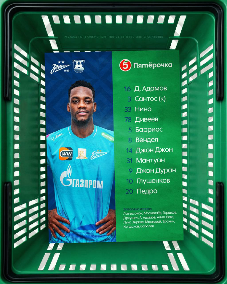 Стартовый состав «Зенита»