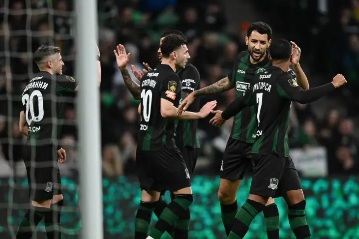 «Краснодар» празднует гол