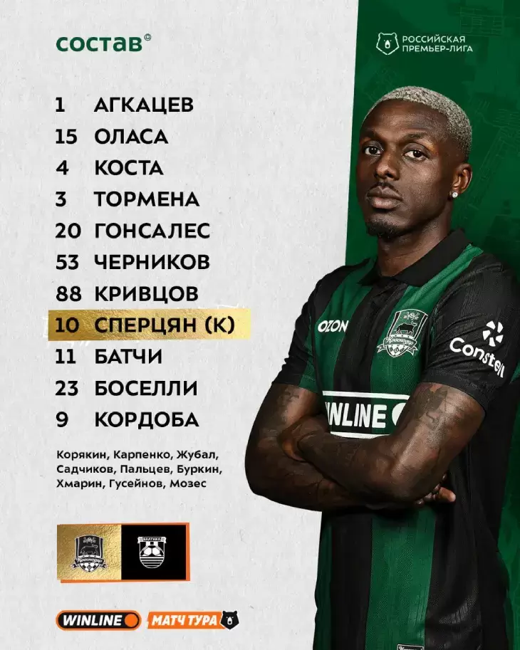 Стартовый состав «Краснодара»