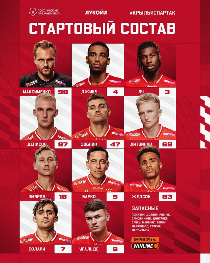 Стартовый состав «Спартака»