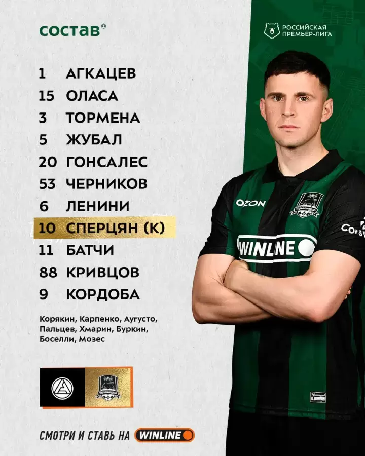 Стартовый состав «Краснодара»