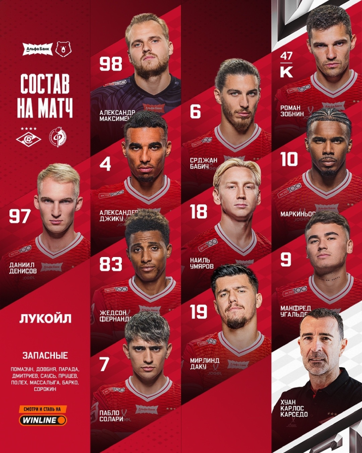 Стартвоый состав «Спартака»