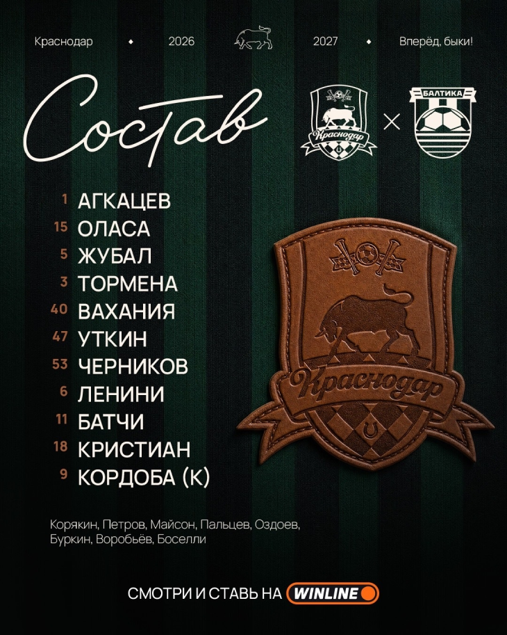 Стартовый состав «Краснодара»