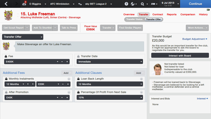 «Football Manager 2014», окно переговоров о трансфере