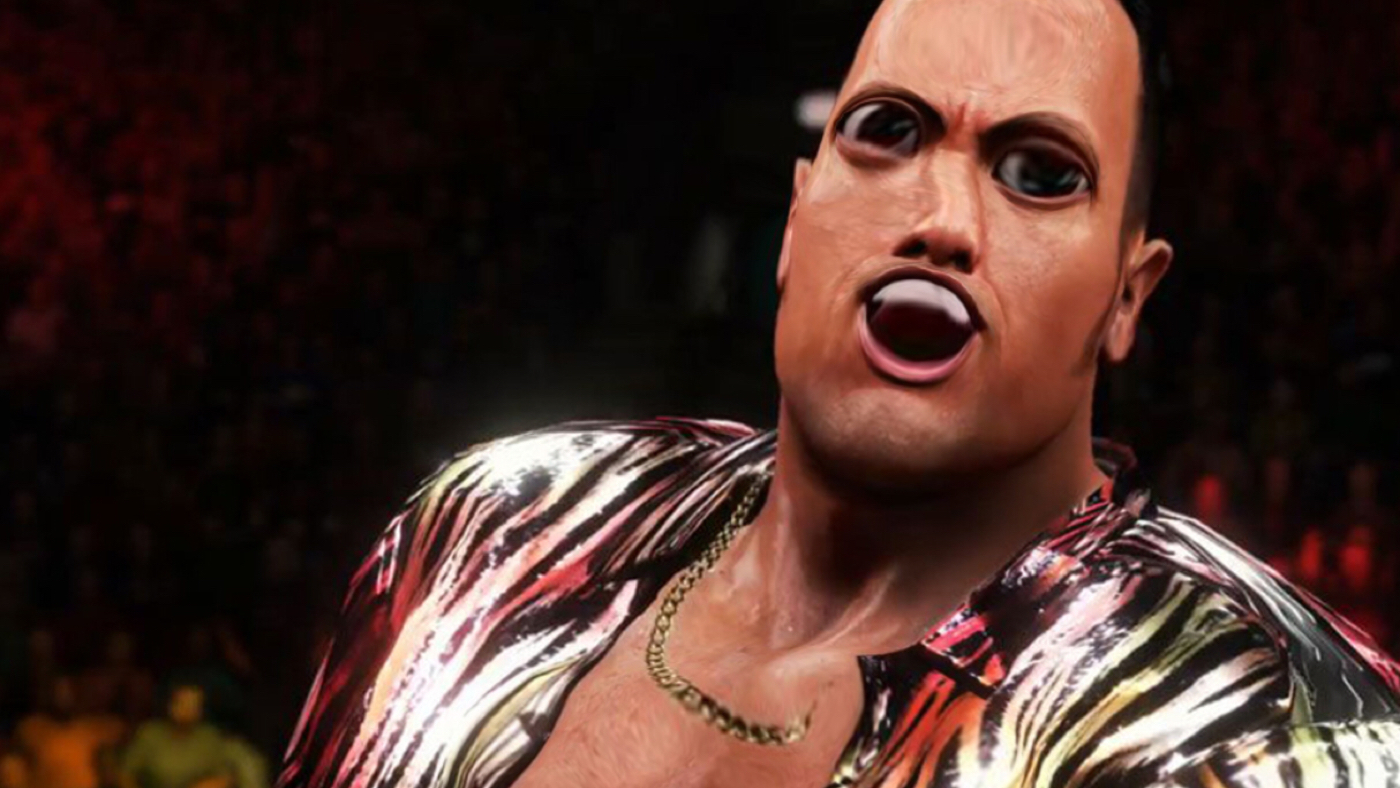 Баг с лицом Дуэйна Джонсона в WWE 2K20