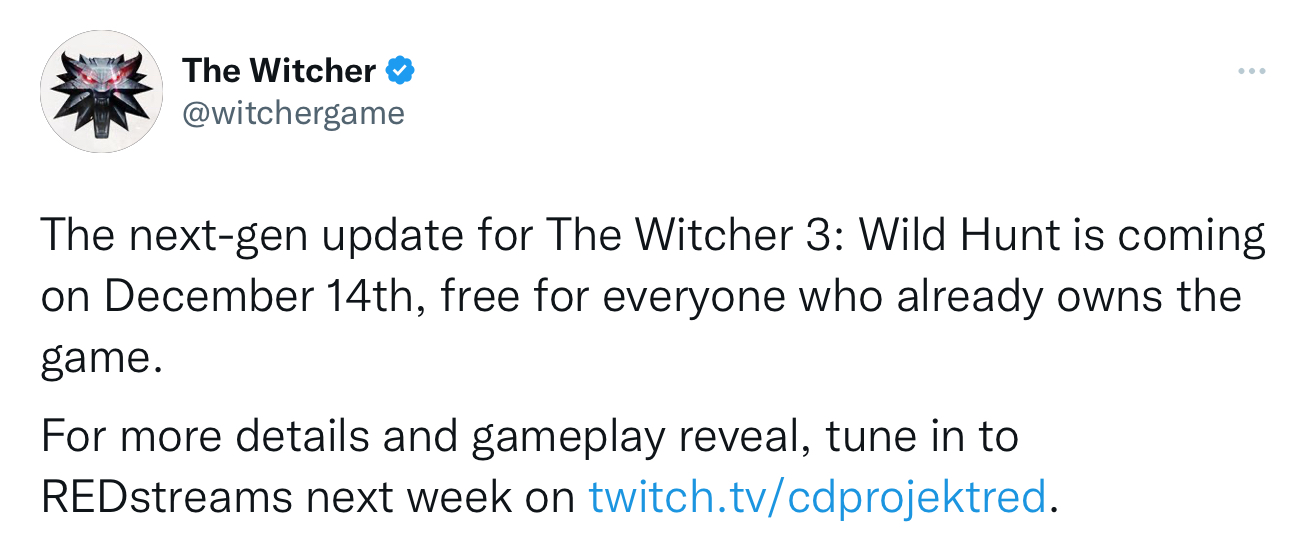 Твит от CD Projekt RED