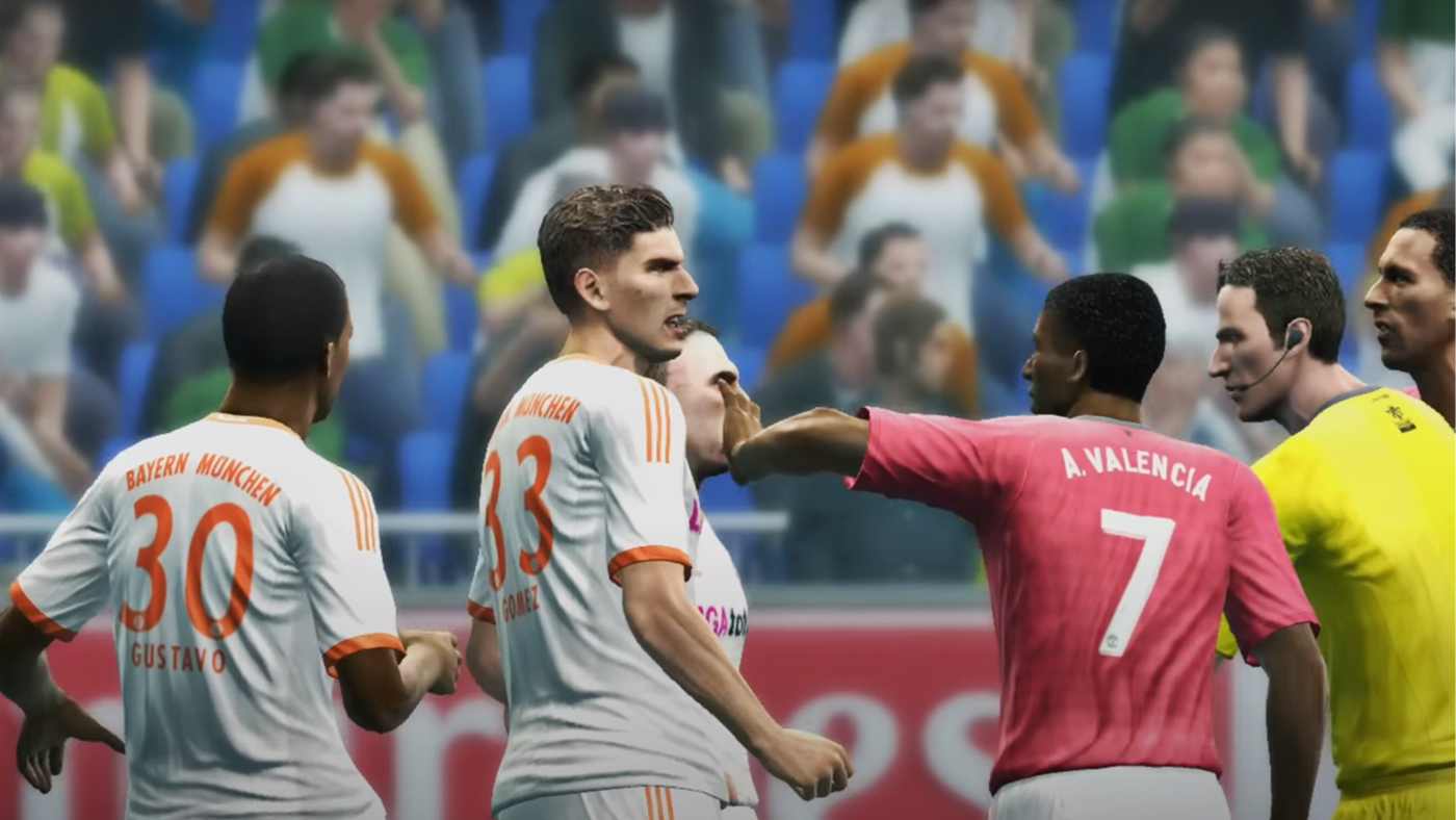 Кат-сцена со стычкой игроков в PES