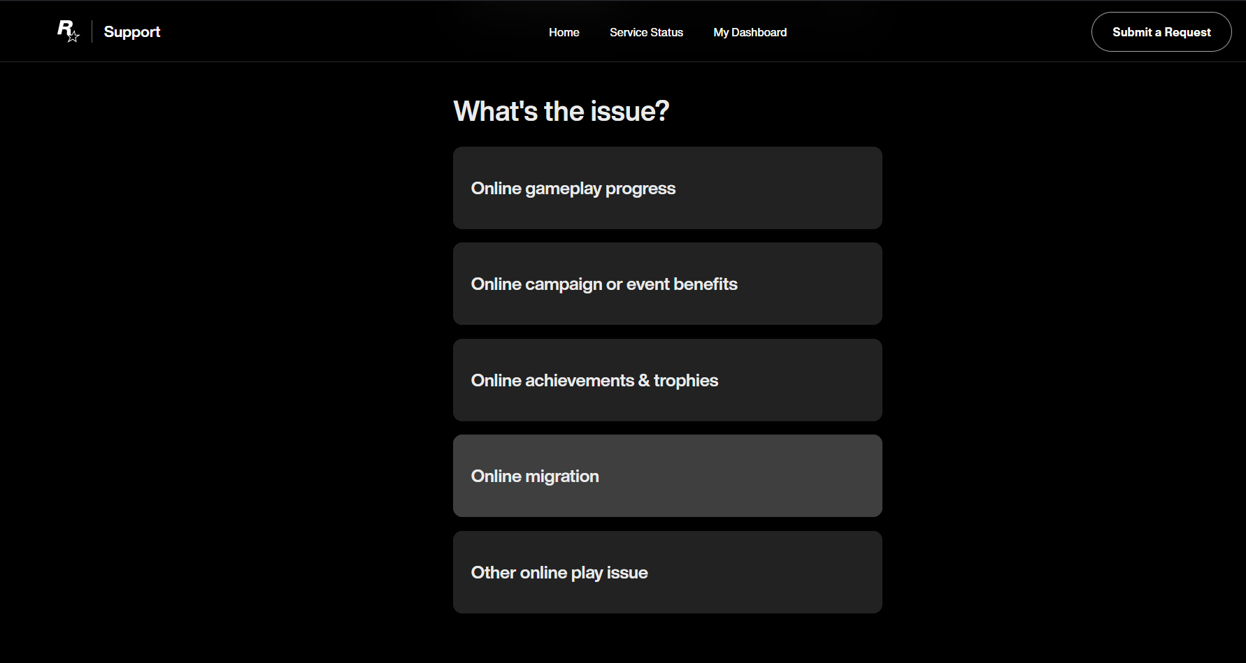 Функция «сетевой миграции» на странице RDR2