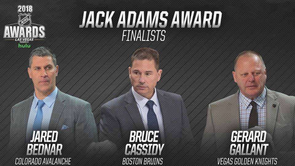 Джаред Беднар, Брюс Кэссиди и Жерар Галлан претендуют на приз Джека Адамса