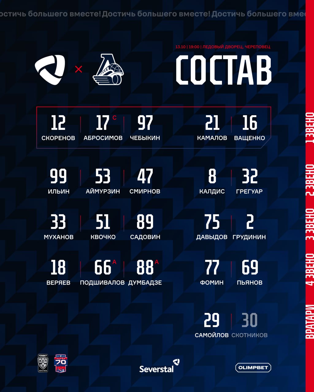 Стартовый состав Северстали