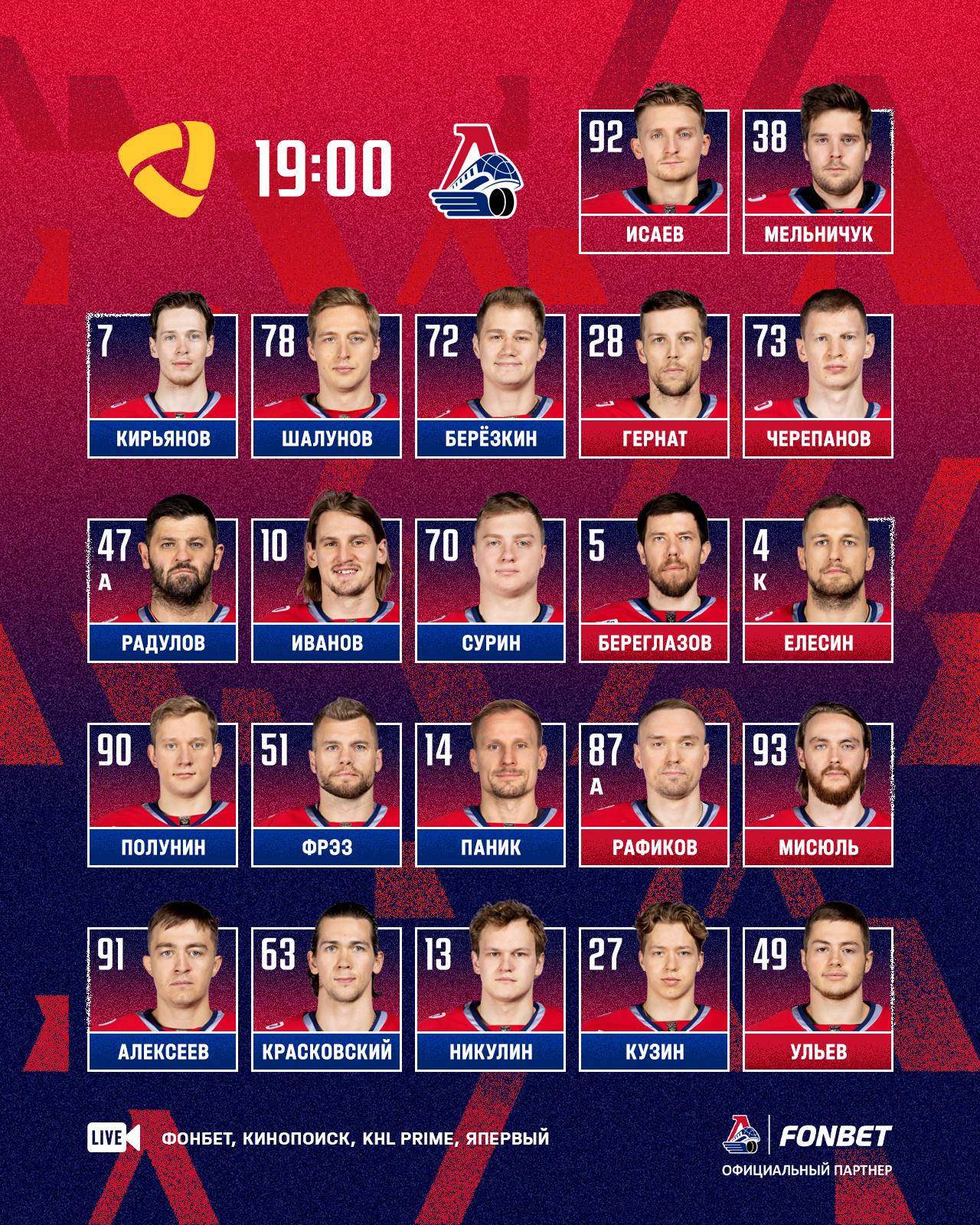 Стартовый состав «Локомотива»