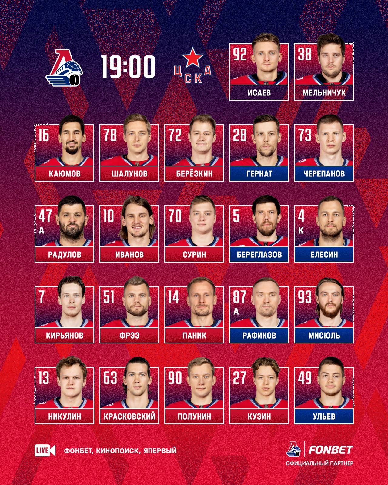 Стартовый состав «Локомотива»