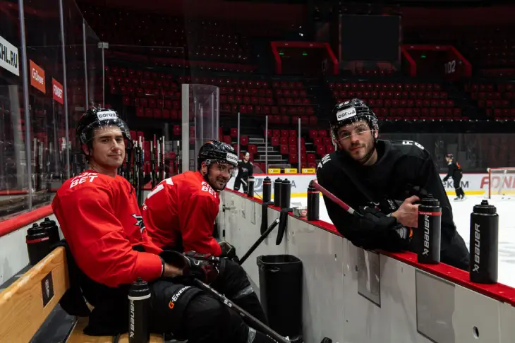 Подготовка «Авангарда» перед матчем 