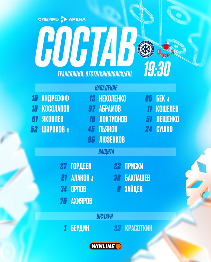Стартовый состав «Сибири»