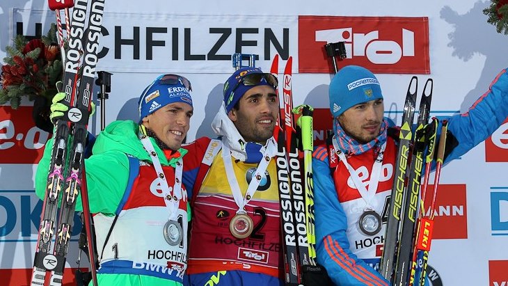 Тройка призеров в мужской гонке преследований