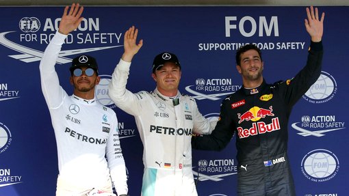 Льюис Хэмилтон, Нико Росберг и Даниэль Риккардо