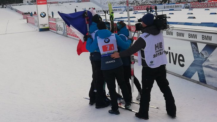 Радость французских биатлонистов
