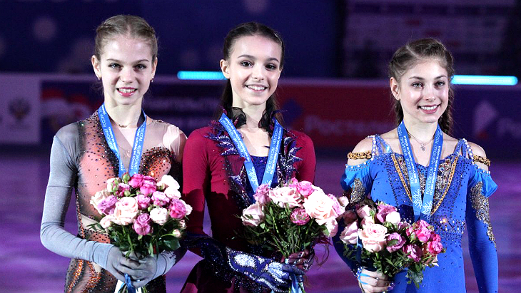 Александра Трусова, Анна Щербакова и Алена Косторная