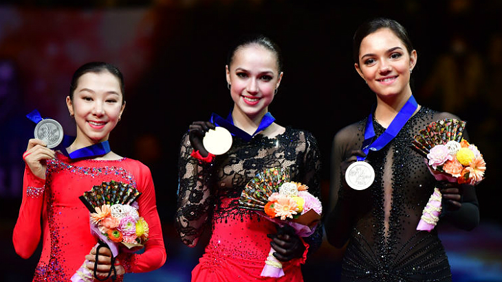 Элизабет Турсынбаева, Алина Загитова и Евгения Медведева