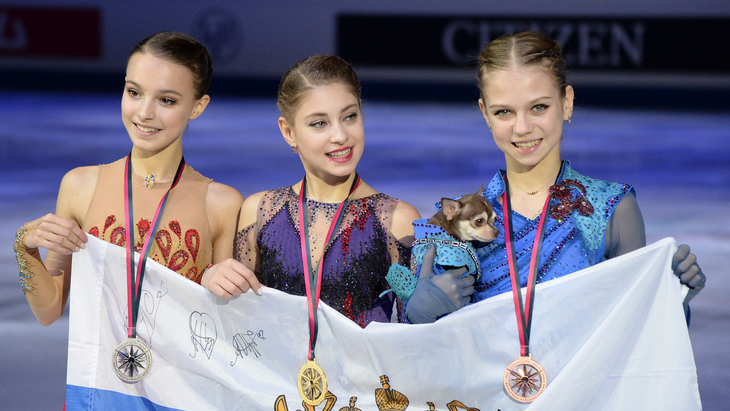 Алена Косторная, Анна Щербакова и Александра Трусова